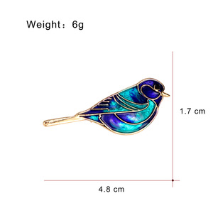 Broche de Pájaro con Esmalte Iridiscente y <span class=keywords><strong>Contorno</strong></span> Dorado para Solapa de Blazer de Mujer, 17mm, 5 Colores - Product Image 2