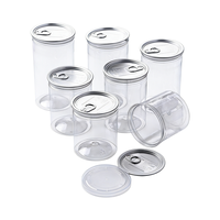 Boîte en plastique PET transparente personnalisée vide pour snacks, conserve de thon, ou canette en plastique avec couvercle en aluminium à ouverture facile