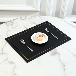 Set de table rectangulaire en cuir de style moderne avec bordure dorée, double face, couleur personnalisée, logo personnalisé, tapis isolant écologique - Product Image 6