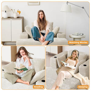 Fauteuil convertible luxueux en velours côtelé avec rangement, canapé <span class=keywords><strong>futon</strong></span> pliable pour hôtel, appartement, salon - Product Image 4