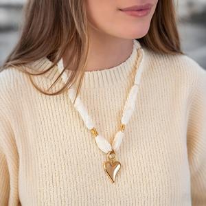 2025 romantico <span class=keywords><strong>cuore</strong></span> ciondolo collana sciarpa di seta 18K oro placcato in acciaio inox collana <span class=keywords><strong>cuore</strong></span> ciondolo gioielli per le donne ragazze - Product Image 2