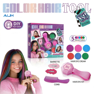 ชุดทำสีผมชั่วคราว AiJH DIY สำหรับเด็ก ชุดชอล์คสีผมแบบล้างออกได้ พร้อมสีสันสดใส 5 สี อุปกรณ์ทาสีผม กิ๊บติดผม ของเล่น - Product Image 1