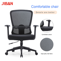 Chaise de bureau exécutive moderne en maille avec accoudoirs fixes, pivotante, hauteur réglable, dossier ouvert – Légère pour usage commercial et bureautique