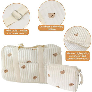 Grande sacoche de maternité pour maman, <span class=keywords><strong>sac</strong></span> à <span class=keywords><strong>langer</strong></span> pour poussette, <span class=keywords><strong>sac</strong></span> de voyage pour bébé, en polyester brodé avec fermeture éclair, simple et résistant à l'eau - Product Image 6