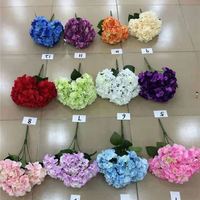M-1046 Vente en gros, lot de 5 têtes de fleurs d'hortensias artificielles en soie, imperméables, écologiques, pour mariage, remise de diplôme, fête des pères