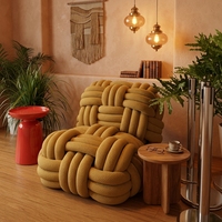 Seilknoten-Sofa Massivholz Unabhängige Federfüllung Abnehmbarer Waschbarer Bezug Nordeuropäisches Design Einsitzer Leichtes Wohnzimmer