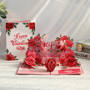 Kartu Ucapan Hari Valentine Desain Mawar Baru dengan Amplop Kartu Lipat 3D Pop Up - Product Image 3