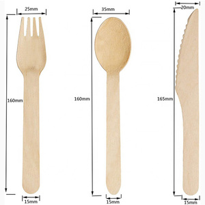 Groothandel Mini Hout Mes Vork Lepel Natuurlijke Kraft Doos Houten Bestek Wegwerp