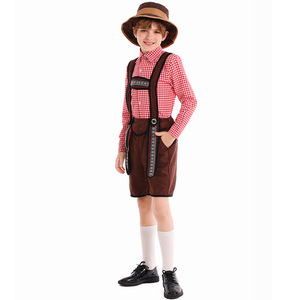 Tenue ethnique à carreaux rouges pour garçon, idéale pour le festival <span class=keywords><strong>de</strong></span> la bière allemande, les spectacles scolaires et les événements artistiques - Collection XJ - Product Image 4