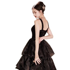 Black Halter Neck Evening Gown Sequined Empire Waist Long Dress For Party Wedding Birthday Graduation - Product Image 5