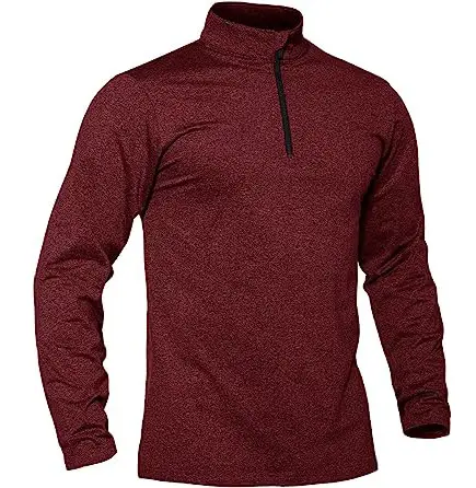 Erkek % 100% Polyester spor gömlek 1/4 Zip uzun kollu polar astarlı koşu egzersiz kazak kazak Tops