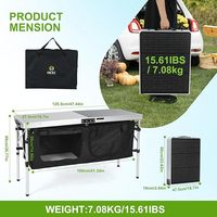 Table de camping en alliage d'aluminium, design traditionnel, panneaux solaires, rangement, charge USB Type-C 45W, table pliante d'extérieur
