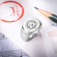 Bague de diplôme universitaire gravée sur mesure, bague signet personnalisée avec logo et date, bijoux pour hommes et femmes