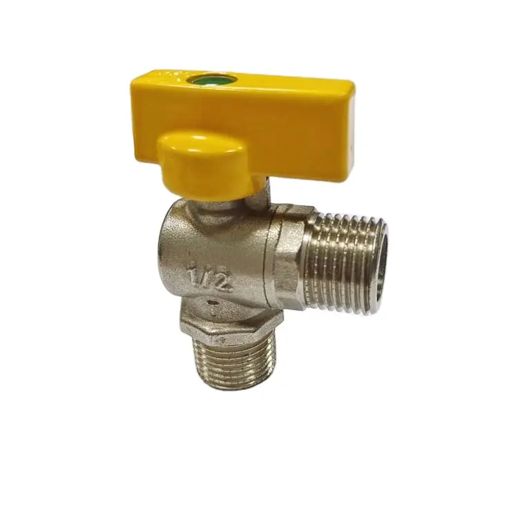 high quality butterfly handle forged plated 90 degree male and female gas brass ball valve