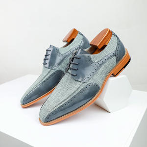 Zapatos Oxford Formales de Cuero Genuino para Hombre, Estilo Nuevo con Combinación de Colores, Punta en Pico, Impermeables y Transpirables, para Bodas - Product Image 1