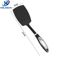 Spatule de cuisine solide en nylon, écologique, avec logo personnalisé, de qualité alimentaire, antiadhésive, noire, légère, résistante au lave-vaisselle