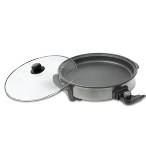 Eléctrica sartén antiadherente con control <span class=keywords><strong>de</strong></span> temperatura para pizza, sartén con tapa, sartén redonda, 1500W - Product Image 2