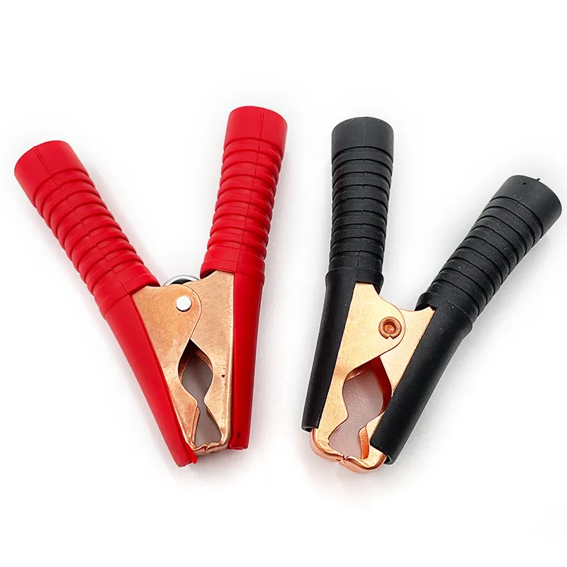 Nickel Plated Pure Copper Insulation Rubber Safety Spring 100A Electrical Clamp Alligator Clip