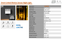 Sistema de Luz Nocturna con Sensor de Movimiento, Lámpara LED Recargable con Sensor para Dormitorio, Baño, Pasillo LDN0001-22