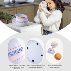 Juego de cuencos para perros Superdesign, forma de hamburguesa de 6,1 pulgadas, apilables para perros y gatos, plato de alimentación multifuncional - Product Image 5