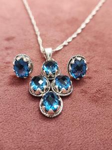 Natural <b>Real</b> Quartz Pendant and Earring Jewelry Set 925 Sterling Silver Fine Jewelry for Women Handmade <b>Crystal</b> Gemstone - Product Image 5