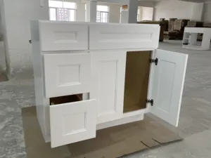 Factory Directly For American Wholesale All Wood White Grey Shaker Kitchen Cabinets Bathroom Vanity Cabinets