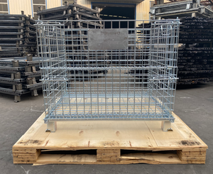 Ngành Công Nghiệp Các Bộ Phận Lưu Trữ Kho Stack Lưu Trữ Đóng Mở Dây Lưới Lồng Container Có Thể Gập Lại Có Thể Xếp Chồng Gấp Thép Pallet Hộp - Product Image 1