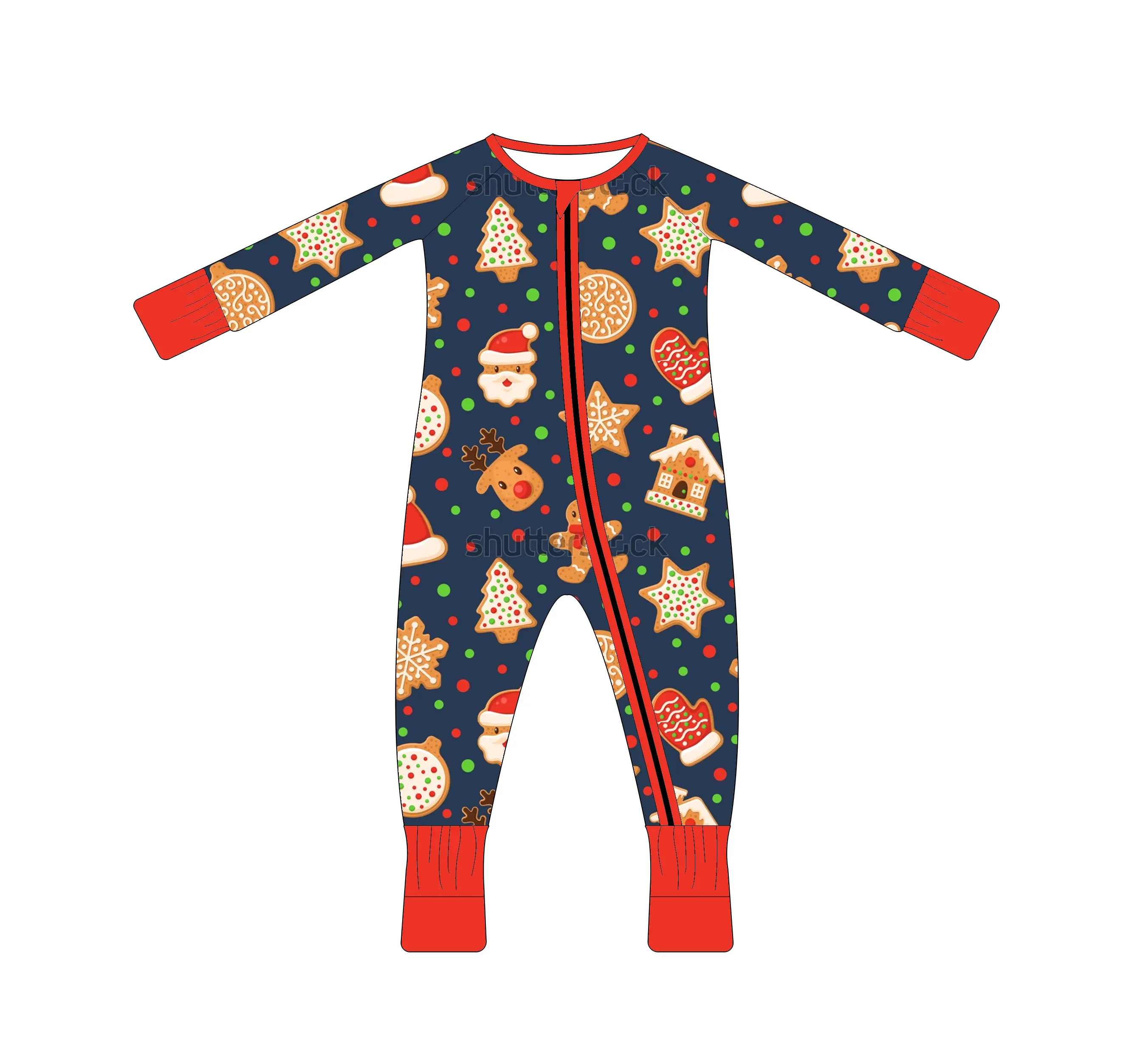 Christmas ginger bread man New Baby Romper Bamboo Jumpsuit Long Sleeve Zippered Newborn Climbing Pajamas baby clothes