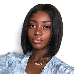 Nouvelle perruque bob noire pour femme, raie au milieu, courte et droite, synthétique, pleine, avec bonnet de simulation réaliste - Product Image 5
