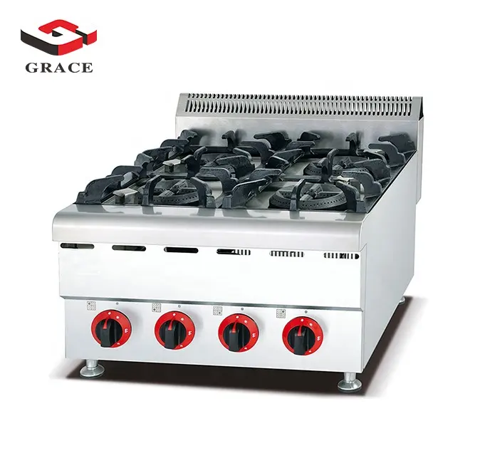 Série de plateaux de cuisson à 4 brûleurs, usage Commercial, comptoir, cuisinière à gaz de Table, 4 brûleurs