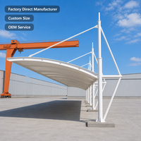 Abri de voiture à membrane tendue, colonne arrière, arche cantilever, colonne supérieure, abri de stationnement libre, imperméable, résistant aux UV, sur mesure