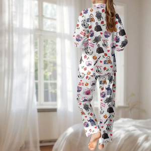 Conjunto de pijama de oficina de satén inspirado en Michael <span class=keywords><strong>Scott</strong></span>, ropa de descanso divertida para fanáticos de programas de televisión, ropa de dormir suave, patrón de animales, amigos, Verano - Product Image 3