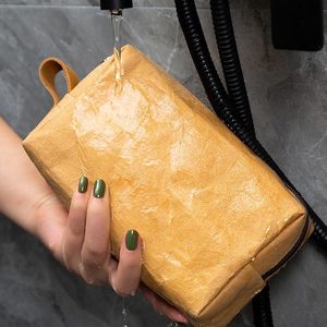 Étui cosmétique écologique personnalisé avec logo, trousse de maquillage de voyage en gros, pochette de toilette lavable en papier kraft, sac de rangement cosmétique - Product Image 5
