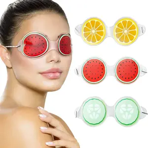 Reutilizável pvc frutas viagem portátil, spa massagem anti inchaço gel gelo máscara de olho almofadas
