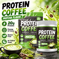 Poudre de café protéiné au matcha 20g, mélange de café instantané protéiné, boisson à base d'isolat de protéines de lactosérum, OEM ODM, marque privée, formule personnalisée