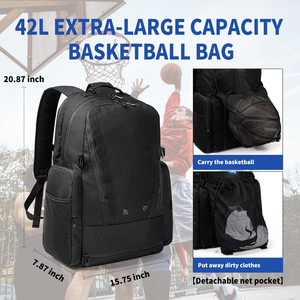 Zaino Professionale Unisex per Basket con Doppio Scomparto per Palloni, Scomparti per Vestiti Bagnati e <span class=keywords><strong>Scarpe</strong></span>, Tasche Termiche per Sport - Product Image 2