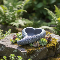 Pot de fleurs en ciment écologique au design classique en forme de cœur, pour l'intérieur et l'extérieur, avec finition non enduite, pour la décoration de la maison et du jardin