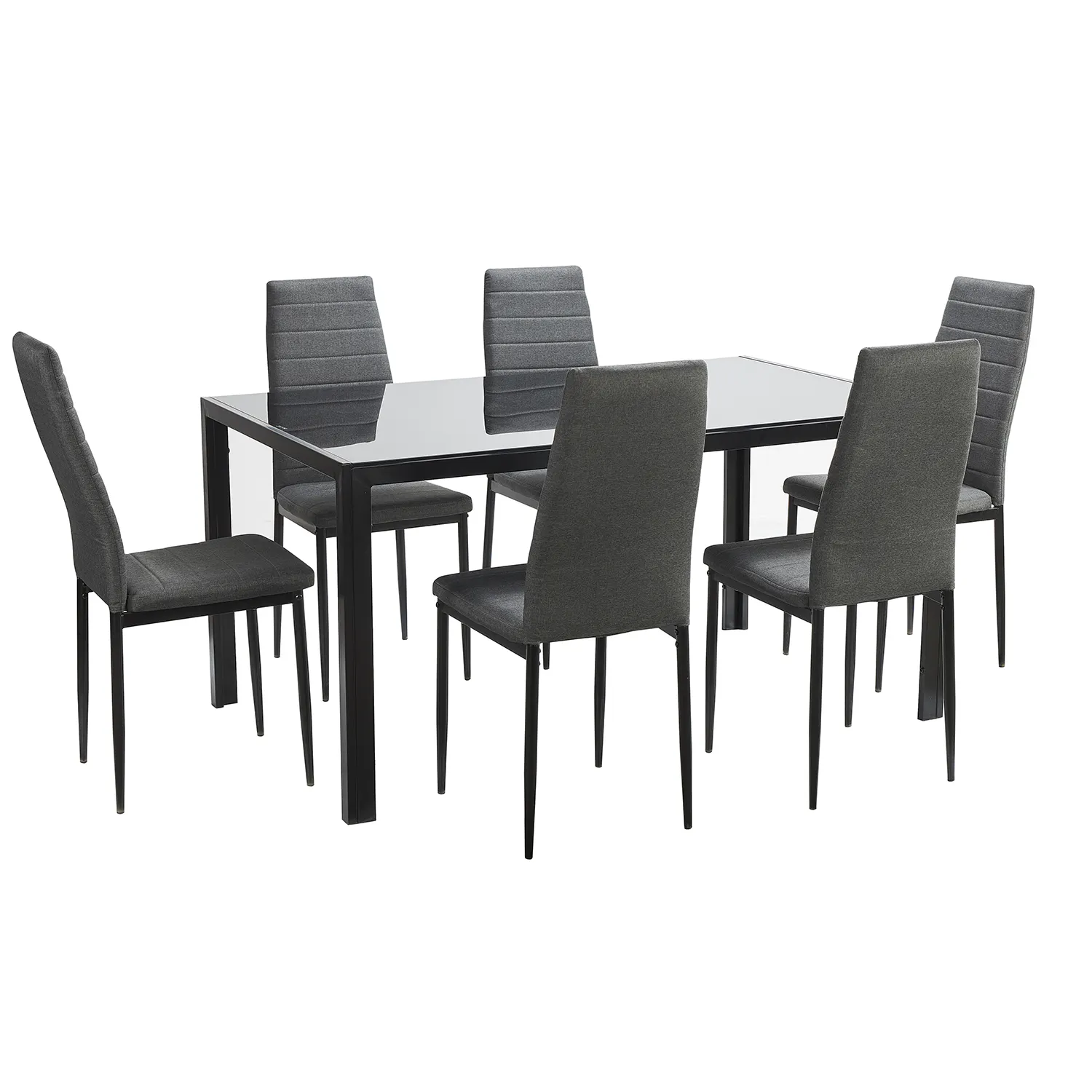 Modern nordic dining room furniture pu leather dining chair glass dining table set 6 chairs