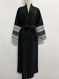 Abaya Kimono Turque de Luxe Brodé Keffiyeh Palestine pour Femme, Vêtements Islamiques de Dubaï, Kaftan - Product Image 5