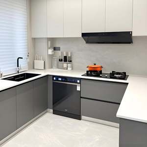 Modern Minimalistic Style Designs Small Complete Custom Home <b>Furniture</b> L Shaped Melamine Unit Cabinets <b>Kitchen</b> With Sink - Product Image 1