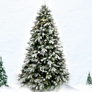 LONGSTAR Artificial Prelit Light Snow Flocked Christmas Tree