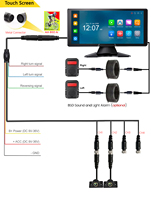 Système de caméra de tableau de bord sans fil 10,36'' avec Carplay et Android Auto, enregistreur en boucle, caméra avant et arrière, moniteur de caméra de recul pour camion et détection d'angle mort