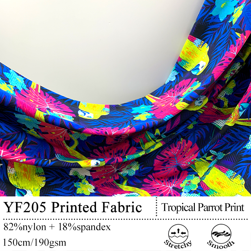 Floral Custom Print 80 Nylon 20 Spandex Four Way Stretch Fabric For Swimwear