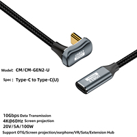 Cable USB C de Aleación de Aluminio y Nailon en Forma de U, 5A 100W, Cable de Datos de Carga Rápida Tipo-C a Tipo-C para Impresora y Teléfono Móvil