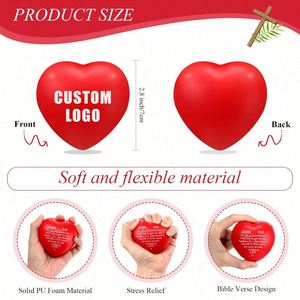Promotional Foam Relief Pu Stress Squeeze Heart Shape Anti-Stress Ball Toy Custom Logo - Product Image 3