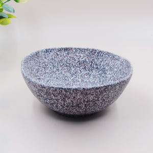 「3ブルー/パープル/グリーン反応バブル釉薬ドット15オンス容量マイクロ波オーブン中古セラミックサラダボウルのセット」 - Product Image 4