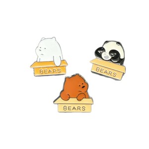 Cute Bear Cartoon Alloy Brooches Rectangle Shape Plated Pins For <b>Backpack</b> Clothing Unisex Decorative Charms White <b>Brown</b> - Product Image 5