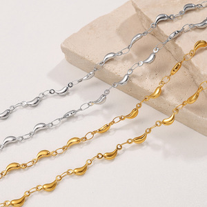 Conjunto de Collar con Forma de Gota de Agua, Acero Inoxidable, Chapado en Oro de 18k, Joyería de Fiesta para Mujer, Accesorio de Moda - Product Image 2