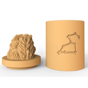 Commercio all'ingrosso una delle dodici costellazioni segno romantico regalo vaso di cemento cemento celeste giallo Leo figura candela barattolo con coperchio - Product Image 3