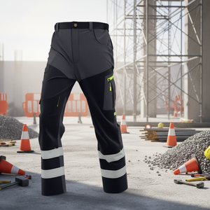 Pantalon de travail durable pour chantier, résistant aux déchirures, avec bandes réfléchissantes haute visibilité, vêtements de travail personnalisés - Product Image 1